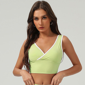 Nuevo chaleco deportivo Cool-touch UV Shield Cross V-cuello Sujetador de yoga con espalda abierta Color-block acolchado Gym <span class=keywords><strong>Topp</strong></span> - Product Image 4