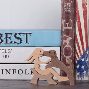 Esculturas de decoración de madera ecológicas naturales hechas a mano, estatua creativa de perro para hombre sentado para oficina en casa, letrero de pared grabado a mano - Product Image 4