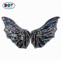 Appliques en sequins brodées avec logo personnalisé pour la couture, motifs d'ailes d'ange pour vêtements de bébé