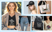 Motif de transfert en strass Halloween style sombre Lune Maléfique Étoile Toile d'araignée, souple et durable pour la décoration de vêtements, chaussures, chapeaux et les applications.