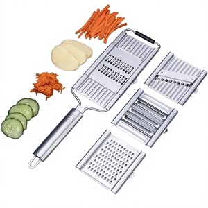 4 in1 <b>Vegetable</b> Slicer Stainless Steel <b>Shredder</b> Cutter Multi-Purpose <b>Vegetable</b> Slicer Cuts Set Manual Fruit Carrot Potato Grater - Product Image 1