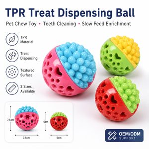 ลูกบอลจ่ายขนม TPR ของเล่นเคี้ยวสำหรับสุนัข ของเล่นทำความสะอาดฟันแบบมีพื้นผิว ของเล่นพัฒนาสมอง ช่วยให้กินช้าลง ของเล่นเสริมสร้างพัฒนาการสำหรับสัตว์เลี้ยงในบ้าน - Product Image 1