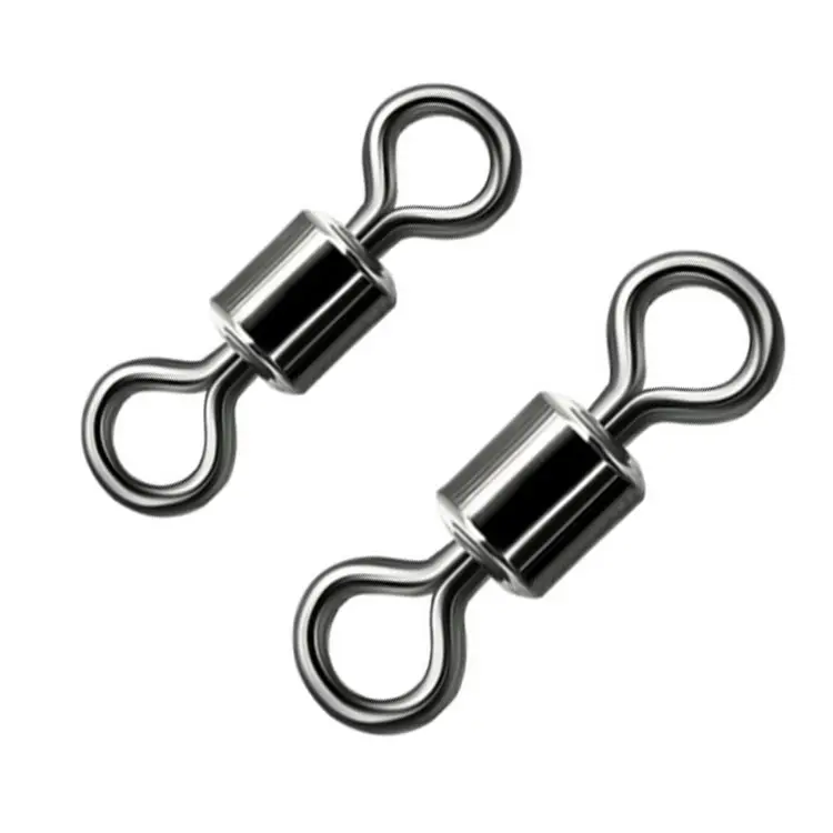 Copper steel 100Pcs 1# 4#/6#/8#/12# Fishing Swivels Rolling Swivel Connector with Ball Bearing Solid Rings