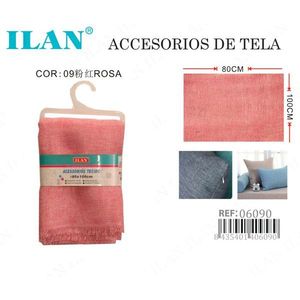 Fodera per cuscino ILAN in tessuto effetto lino 80x100cm Rosa - Product Image 1