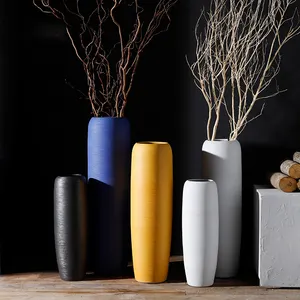 Керамическая ваза для пола, стеклянная Большая Современная декоративная полоска белого, желтого, синего, черного цветов, для дома