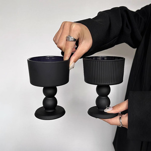 Retro Wabi-Sabi Black Frosted Glass Table Lamp French Vintage High-Footed <b>Cup</b>-Shaped Design Ins-style High-End for - Product Image 3