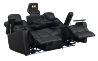 Sofá Reclinable Eléctrico de Cuero Multifuncional para Cine en Casa con Mesa Auxiliar y Almacenamiento Extensible