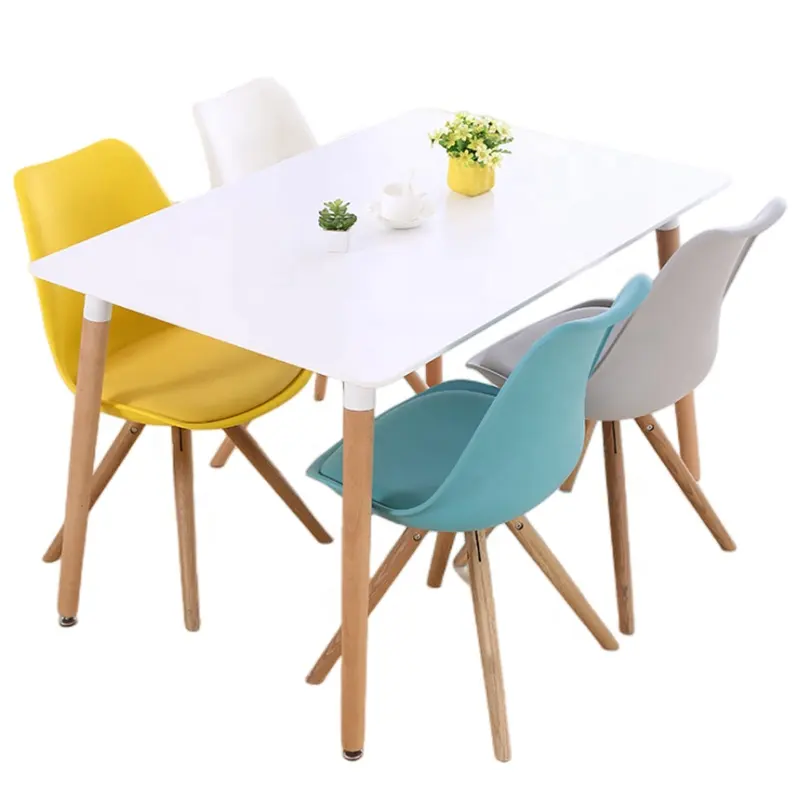 Wholesale OEM Furniture Modern Mesa Para Comedor 4 Seater Wood MDF Dining Table with Chairs Set