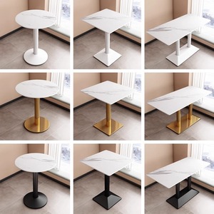 Mesa de Comedor de Losa de Piedra para Restaurante de Comida Rápida, Cafetería Escolar, Tienda de Té con Leche, Área de Descanso, Mesas Circulares Modernas - Product Image 2