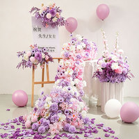 Chemin de table en fleurs artificielles, design cascade, centre de table hortensia, décoration pour mariage, événement de remise de diplôme, artisanat en plastique fait main