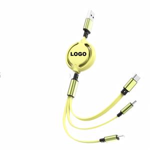 Vendita calda portatile Usb un Multi cavo di ricarica, 3 in <span class=keywords><strong>1</strong></span> cavo di ricarica retrattile veloce può Logo personalizzato - Product Image 3