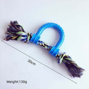 Yüksek kaliteli Pet köpek Goodie kemik halat ile TPR kemik pamuk halat diş temizleme çiğnemek oyuncaklar büyüyen için savaş römorkör yavru - Product Image 6