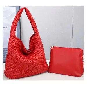 2024 New Fashion Large Capacity Hobo Handbag Lady's Neoprene Woven Bag with Pouch Women Tote Weaved Bag