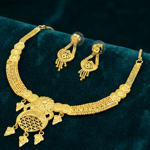 Conjunto de Collar y Pendientes de Cadena de Latón con Baño de Oro Micro, Diseño Tradicional, Chapado en Oro de 14K/18K/24K, Joyería para Bodas, Venta al por Mayor - Product Image 1
