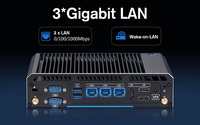 Contrôleur industriel sans ventilateur avec processeur Intel Celeron J6412 Quad-core, 3 ports Ethernet Gigabit, triple écran, 4 ports COM, Wi-Fi + Bluetooth, PC industriel