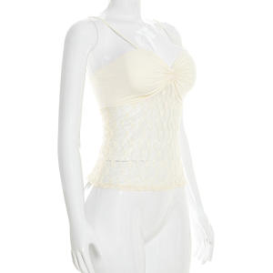 Viviblook J26TP040 Top de Verano para Mujer, Nuevo, Sexy, de Color Sólido, con Encaje y Transparencias, Camisola para Damas - Product Image 2