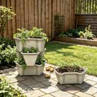 Jardinière empilable à 4 niveaux pour herbes, fleurs et fraises, durable, écologique, panier en plastique pour légumes, jardin vertical à domicile