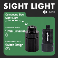 Lumière de visée pour arc composé 9 mm, filetage universel, en alliage d'aluminium, LED vert-violet, pile LR41, interrupteur rapide, pour viseurs d'arc