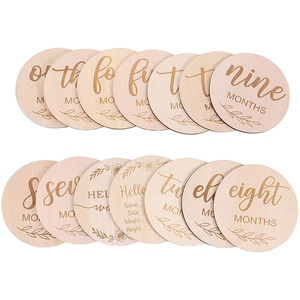 Eco-Friendly Custom Laser Cut Engraved Wooden Monthly Milestone Cards Direct Shipping Baby Wood Crafts Wooden Boxes Wall Signs