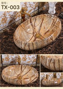 Lavabo de Cerámica Moderno de Lujo Ecológico Fácil de Limpiar con Capacidad de 12L con Patrón de Mármol para <span class=keywords><strong>Encimera</strong></span> - Product Image 4