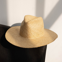 Sombrero de playa bohemio de diseño informal de OEM, sombrero de Playa Grande de Panamá, sombrero de rafia hecho a mano fino personalizado para mujer y mujer