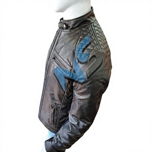 Nabtay Sports <b>Men's</b> Moto Biker <b>Jacket</b> Stand Collar Zipper Front Solid Color Regular Fit Autumn Wear Slim Style Waterproof - Product Image 3
