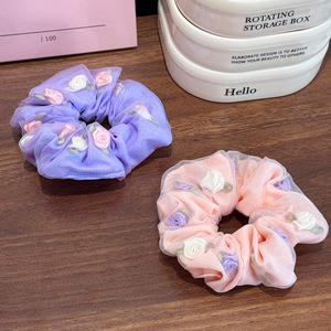 オーガンザ花大きな髪のシュランチ女の子パーティー結婚式多用途高弾性生地ゴムバンド環境にやさしい - Product Image 4