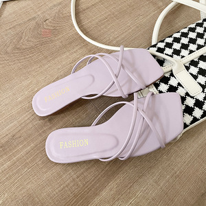 <span class=keywords><strong>Sandales</strong></span> <span class=keywords><strong>plates</strong></span> d'été pour femmes à brides croisées, mules à bout carré ouvert, chaussons décontractés et tendance pour la plage et le quotidien - Product Image 3