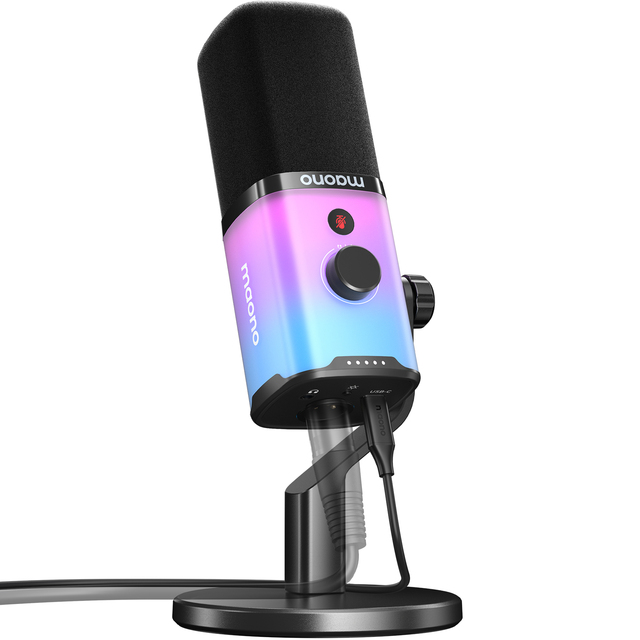 For PD100X Professional Wired Gaming Microphone USB-C/XLR Dynamic Cardioid Noise Reduction Mute RGB Lighting Headphone Jack
