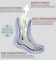 Chaussettes de thérapie de mise à la terre unisexe pour femmes et hommes avec fil d'argent conducteur, chaussures de mise à la terre pour un soulagement calme et un bien-être