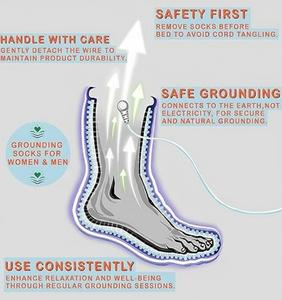 Chaussettes de thérapie de mise à la terre unisexe pour femmes et hommes avec fil d'argent conducteur, chaussures de mise à la terre pour un soulagement calme et un <span class=keywords><strong>bien</strong></span>-être - Product Image 4