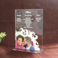 Menús de Mesa de Acrílico Transparente con Impresión UV de Fotos Personalizadas Creativas para Bodas, Fiestas y Números de Mesa