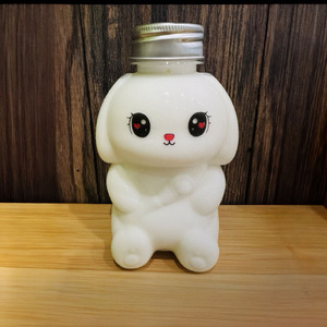 Bán buôn ly nhựa 350ml 500ml độc đáo thỏ hình nhựa PET nước lạnh uống sữa chai nước trái cây trà với nắp nhôm - Product Image 3