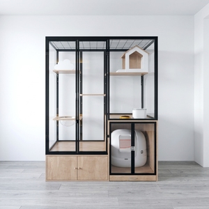 Villa pour chat moderne et minimaliste avec <span class=keywords><strong>cadre</strong></span> en aluminium, <span class=keywords><strong>grand</strong></span> espace, mobilier <span class=keywords><strong>de</strong></span> luxe pour animaux <span class=keywords><strong>de</strong></span> compagnie, style maison pour chat - Product Image 1