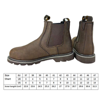 Bottes de Sécurité Chelsea CE S3 à Embout Acier, Cuir Vachette Crazy-Horse Marron, Bottes Homme à Enfiler pour Travail en Usine, Chaussures de Sécurité Cousu Goodyear