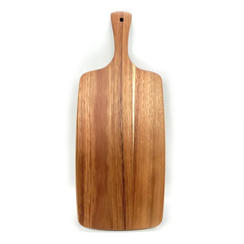 Placa de exibição de madeira acácia, placa de corte para servir comida com alça, bloco de açougueiro