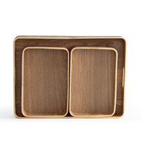Plateau en bois de hêtre de haute qualité, couleur bois naturel, ensemble de 3 pièces pour tasse à thé et tasse à café
