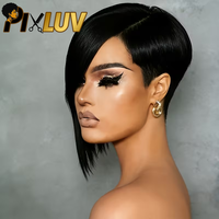 Perruque courte bob en cheveux humains, perruque coupe pixie sans colle, fournisseurs de perruques en cheveux humains, vente en gros, perruques lisses fabriquées à la machine, cheveux indiens bruts