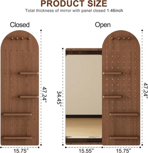 <span class=keywords><strong>Specchio</strong></span> da parete <span class=keywords><strong>a</strong></span> figura intera con pannello forato, scaffale portaoggetti e ganci, design multifunzionale <span class=keywords><strong>per</strong></span> soggiorno e <span class=keywords><strong>ingresso</strong></span> - Disponibile negli USA (ZWJ029) - Product Image 2