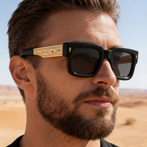 Lunettes de soleil carrées de luxe pour hommes, monture noire, verres PC, protection UV400, lunettes de soleil tendance pour l'extérieur, Zs 98356 - Product Image 1