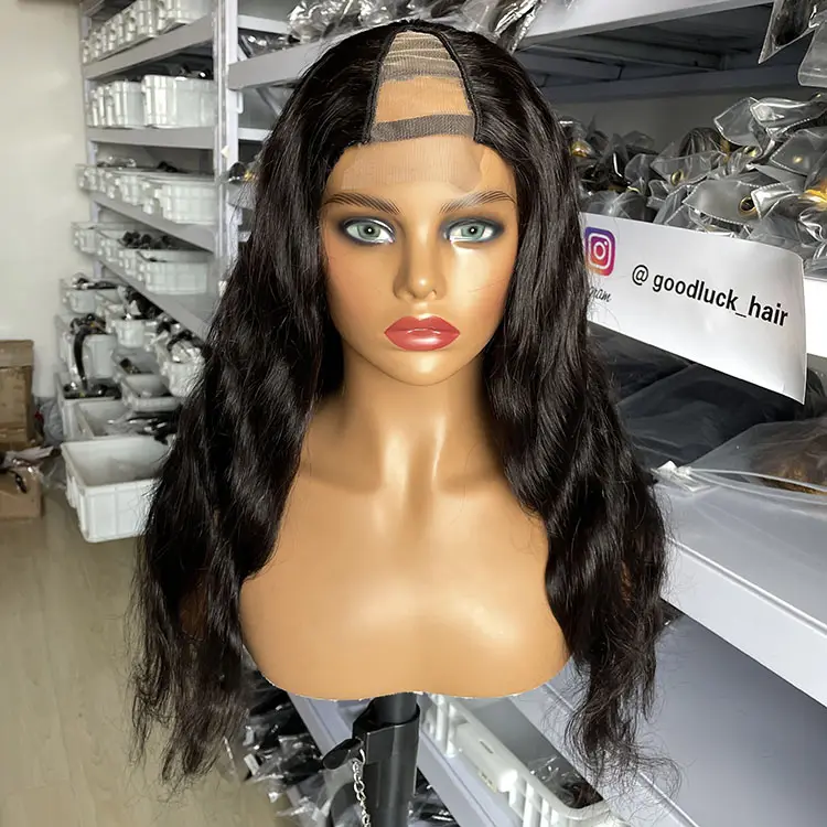 Goodluck-perruque naturelle brésilienne, cheveux humains, lisses, en gros, 12a, vierge, body wave vpart, perruque upart, cheveux humains