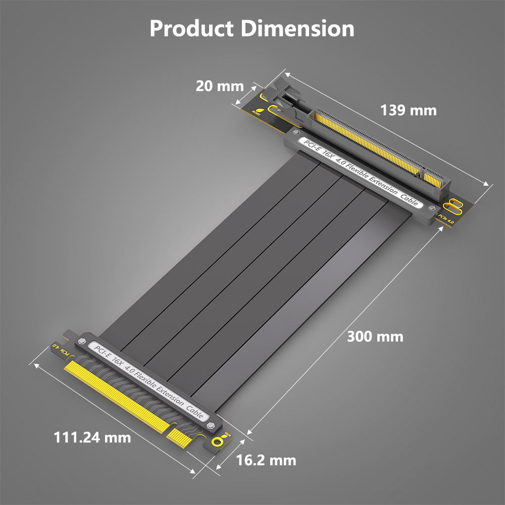 สีดำ --- 300มม.-pcy-e X16 4.0 90องศา