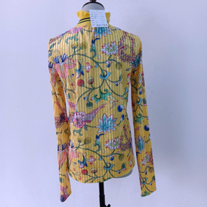 T-shirt à manches longues pour femmes, col montant personnalisé, motif floral - Product Image 4