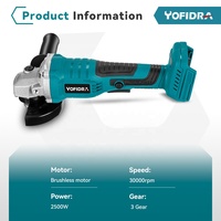 Meuleuse d'angle électrique sans fil Yofidra 100 mm, 30 000 tr/min, 3 vitesses, outil de meulage, polissage et découpe pour batterie 18 V