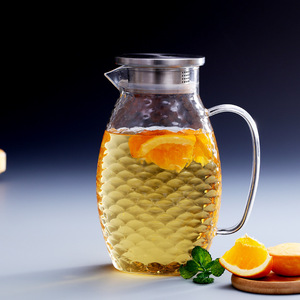 Ensemble de carafe et de tasses en verre borosilicate de haute qualité avec design créatif en écailles de <span class=keywords><strong>poisson</strong></span>, couvercle en acier inoxydable, pour thé glacé et jus - Product Image 1