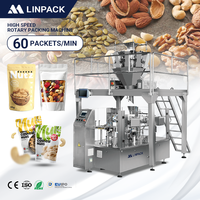 Machine d'emballage rotative entièrement automatique LINPACK pour sachets préformés de noix et de noix de cajou, type Doypack, avec remplissage et scellage