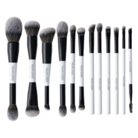 Ensemble de pinceaux de maquillage de luxe à double extrémité Kit de pinceaux de maquillage en poudre de cheveux synthétiques végétaliens multifonctionnels Logo privé personnalisé