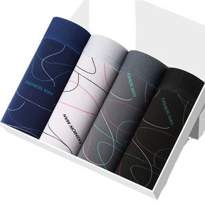 Wholesale 4 Pack Men's Mid-Rise Polyester Printed Men's Boxers <strong>Shorts</strong> Breathable <strong>Seamless</strong> <strong>Underwear</strong> - Product Image 1