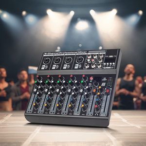 Canal Professional <span class=keywords><strong>DJ</strong></span> Audio Mixer, <span class=keywords><strong>DJ</strong></span> <span class=keywords><strong>Controller</strong></span> Sound Mixer DSP 6 Preset Efeitos, Ideal para Home Party e Karaoke - Product Image 1