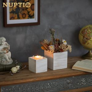 Fioriera Quadrata Rustica in Legno per Decorazioni Autunnali <span class=keywords><strong>da</strong></span> Tavolo, Piccoli <span class=keywords><strong>Vasi</strong></span> in Legno, Portafiori per Davanzali, Arredo Casa e <span class=keywords><strong>Giardino</strong></span> - Product Image 2